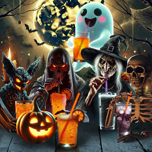 Halloween glass straws Spooky Vibes in Halloween colors - 8 inch (20 cm)