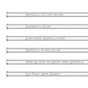 Limoncello Spritz Glass Straws - 6 Funny Limoncello Sayings on Straws