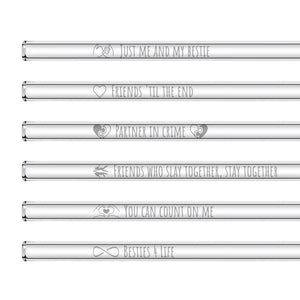 Best Friends Glass Straws - 6 Loving Quotes for Your Best Friend in English