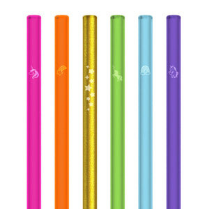 Unicorn Edition Glass Straws - 6 Unicorn Engravings in Different Colors