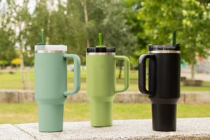 6x 12 inch (30 cm) Green Stanley glass straws for 40oz cups & Quencher & bottles 3 green shades