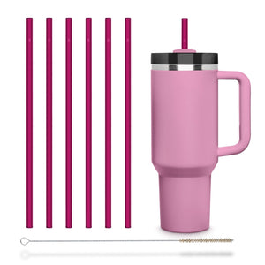 6x 12 inch (30 cm) pink glass straws for Stanley Cup Quencher