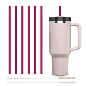 6x 12 inch (30 cm) pink glass straws for Stanley Cup Quencher