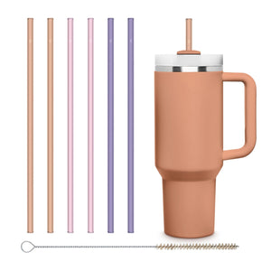 6x 12 inch (30 cm) pastel Stanley glass straws for 40oz cups & Quencher & bottles 3 pastel shades (Copy)
