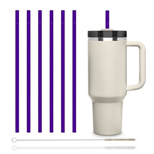 6x 12 inch (30 cm) Purple Stanley glass straws for Stanley Cup Quencher & bottles