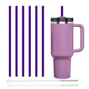 6x 12 inch (30 cm) Purple Stanley glass straws for Stanley Cup Quencher & bottles