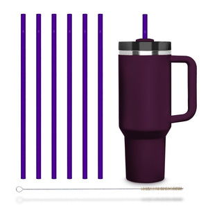 6x 12 inch (30 cm) Purple Stanley glass straws for Stanley Cup Quencher & bottles
