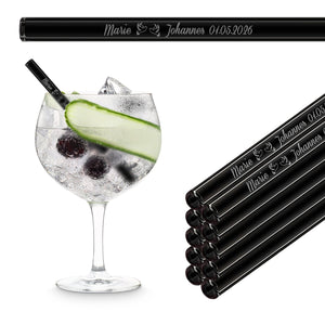 Wedding guest gift - engraved glass straws with 10 individual guest names