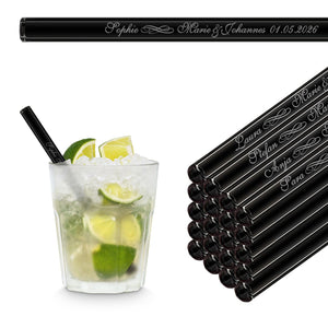 Glass straws with 20 individual name text - gift for wedding, communion or family celebration