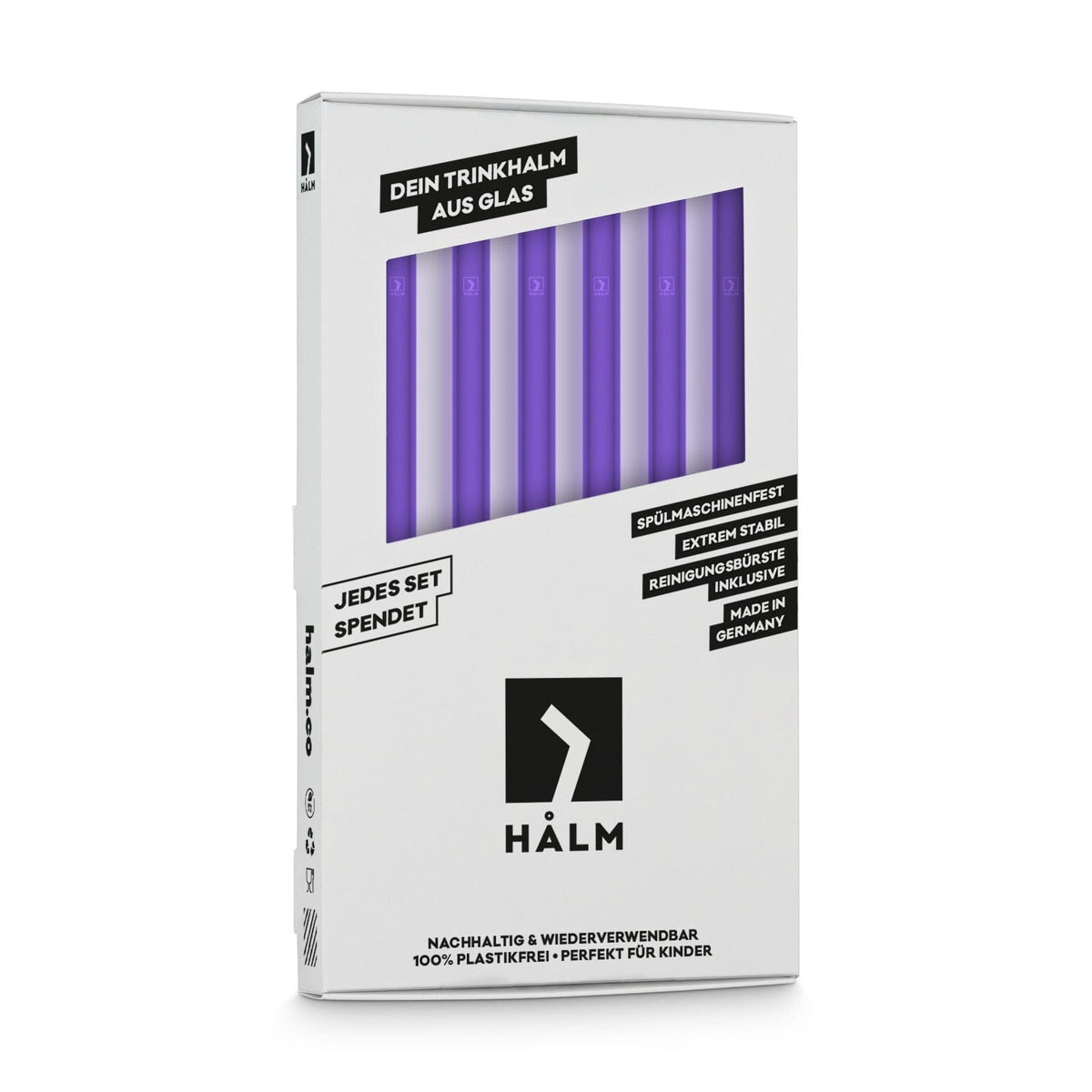 
Purple glass straws 6x 8 inch (20 cm) Straight - NEON
