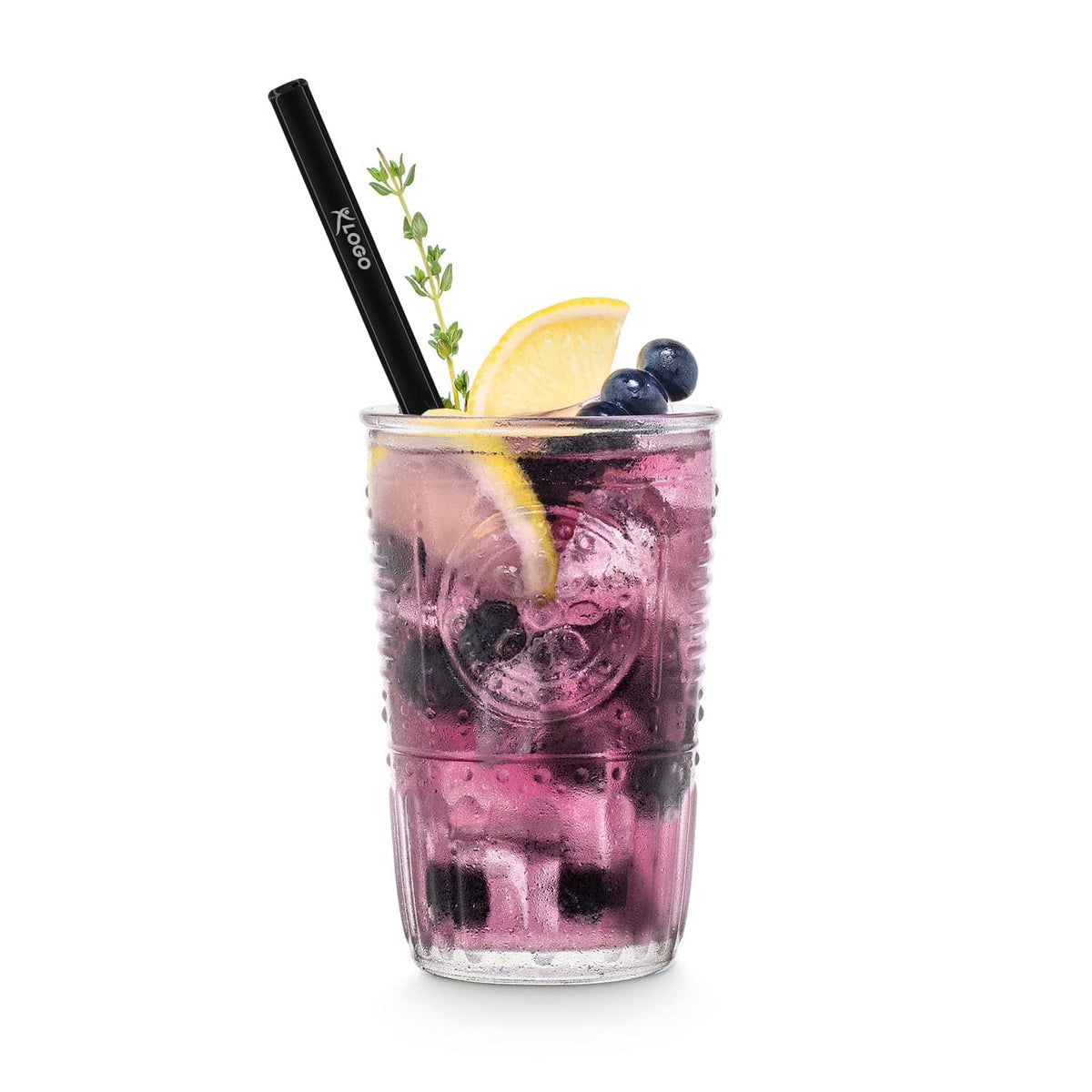 Black Glass Straws 6x 8 inch (20 cm) Straight