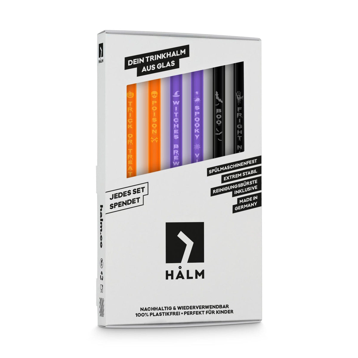 
Halloween glass straws Spooky Vibes in Halloween colors - 8 inch (20 cm)
