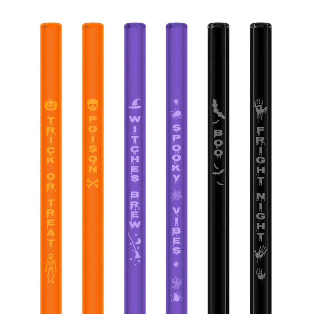 
Halloween glass straws Spooky Vibes in Halloween colors - 8 inch (20 cm)
