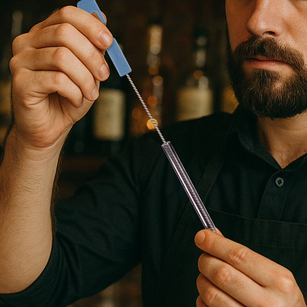 2x Profi-Reinigungsbürste für Glasstrohhalme - 30cm lang mit Griff