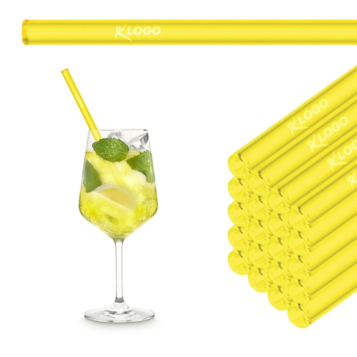6x 20cm glass straws with personal engraving