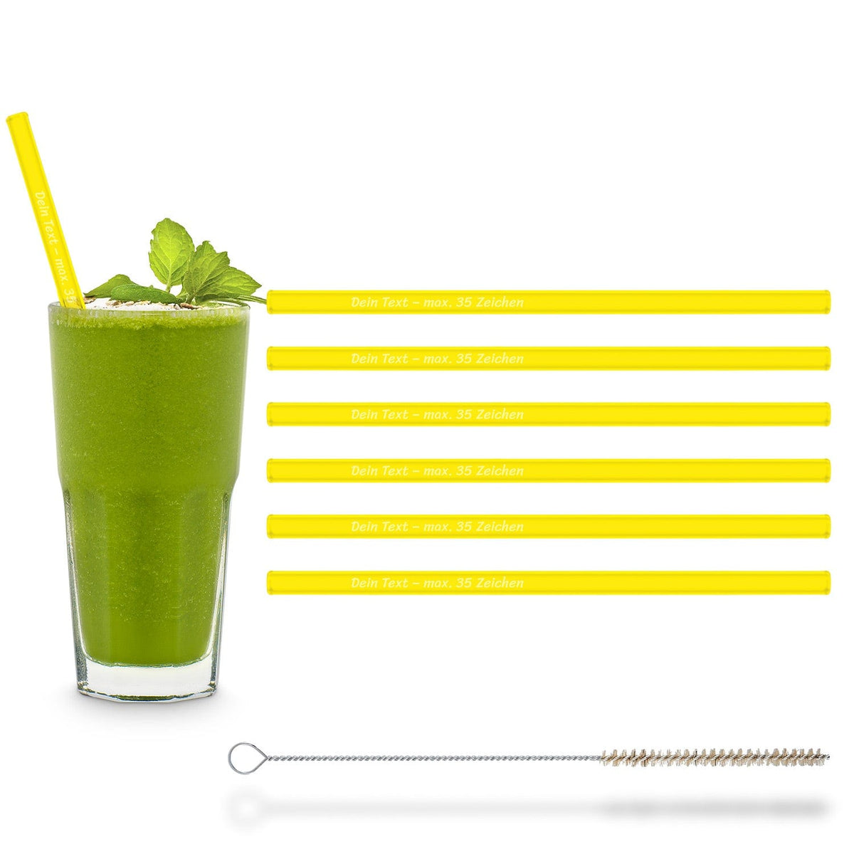 6x 20cm glass straws with personal engraving