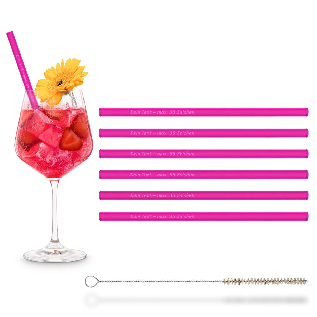 6x 20cm glass straws with personal engraving
