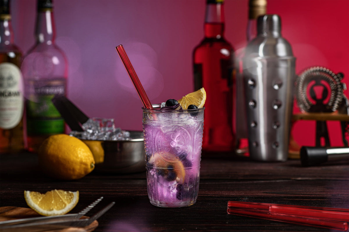 
Red glass straws 6x 8 inch (20 cm) Straight
