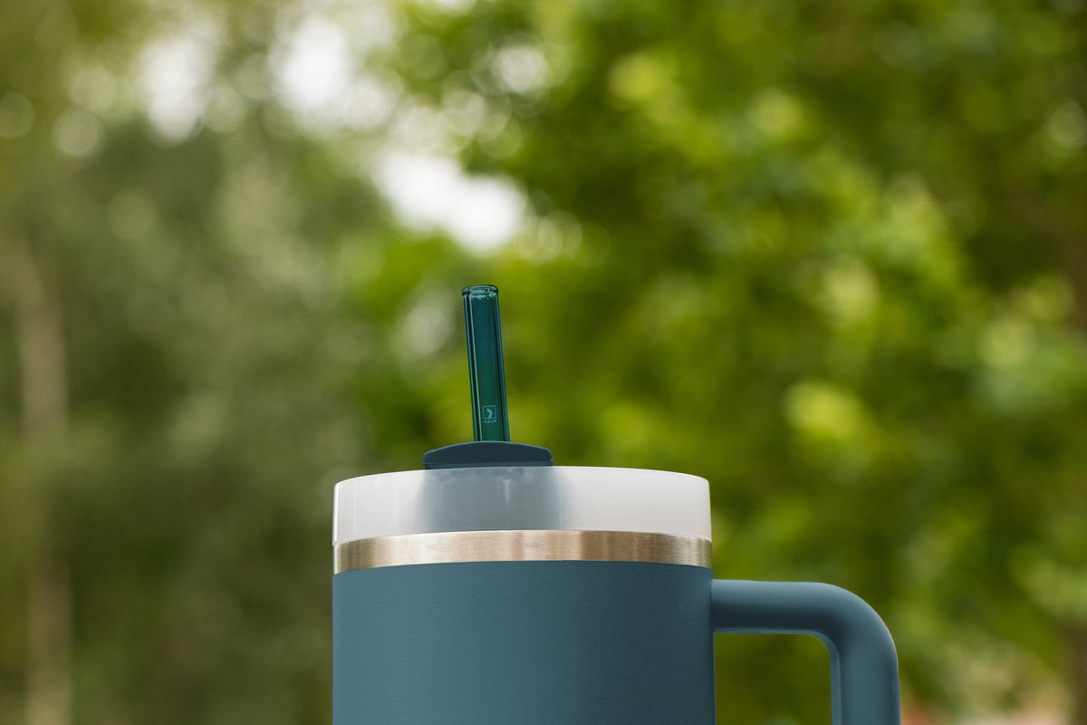 6x 12 inch (30 cm) Blue Stanley glass straws for 40oz cups & Quencher & bottles 3 blue shades