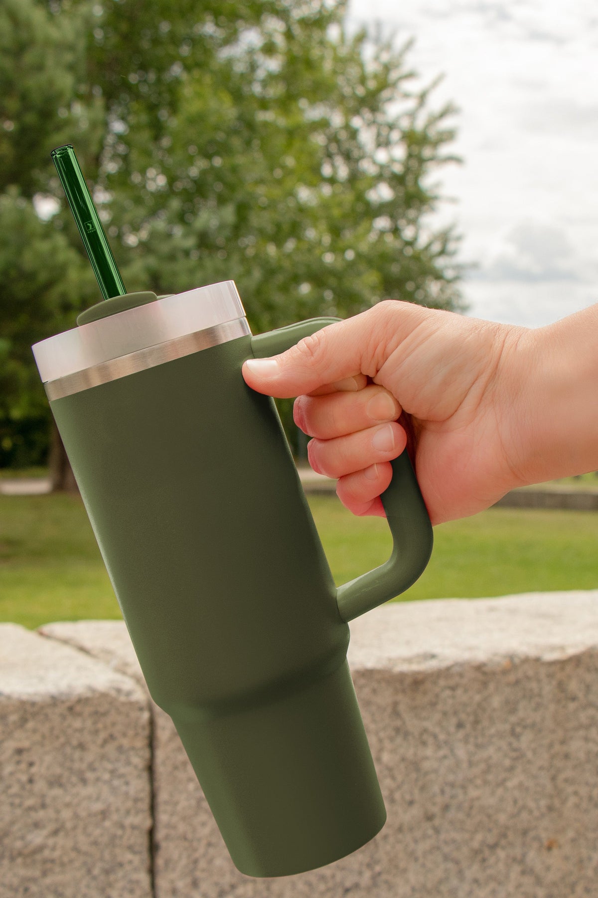 6x 12 inch (30 cm) Green Stanley glass straws for 40oz cups & Quencher & bottles 3 green shades