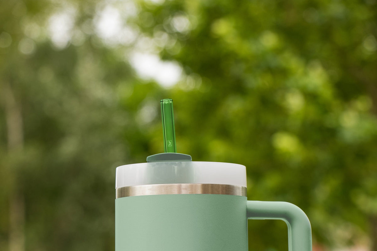 6x 12 inch (30 cm) Green Stanley glass straws for 40oz cups & Quencher & bottles 3 green shades