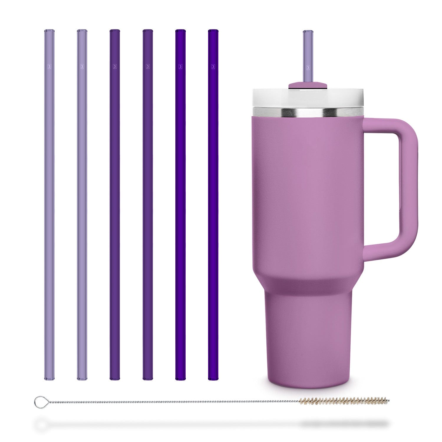 6x 12 inch (30 cm) Purple Stanley glass straws for Stanley Cup Quencher & bottles 3 shades