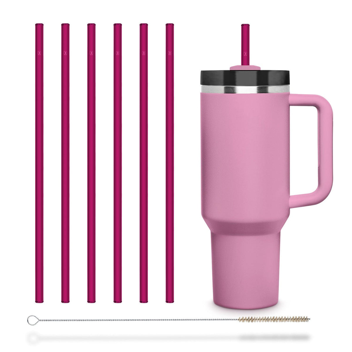 6x 12 inch (30 cm) pink glass straws for Stanley Cup Quencher