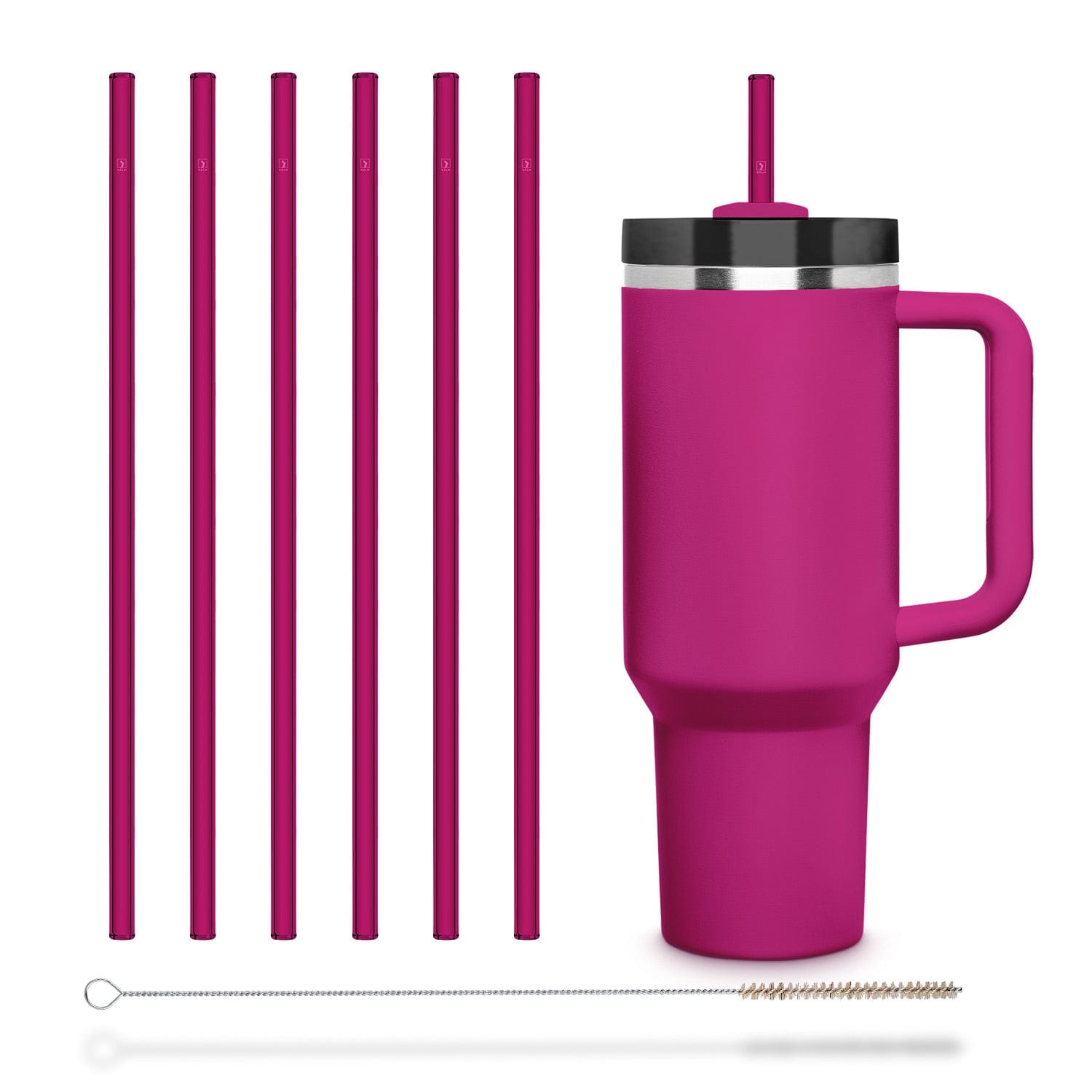 6x 12 inch (30 cm) pink glass straws for Stanley Cup Quencher