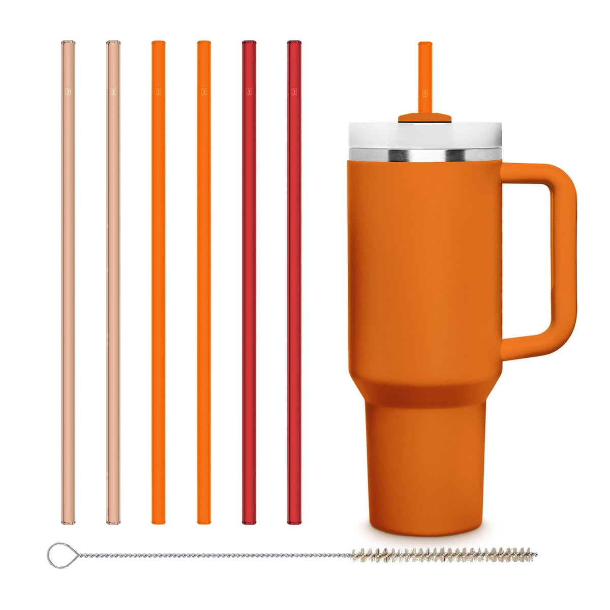 6x 12 inch (30 cm) Red Stanley glass straws for 40oz cups & Quencher & bottles 3 shades of red