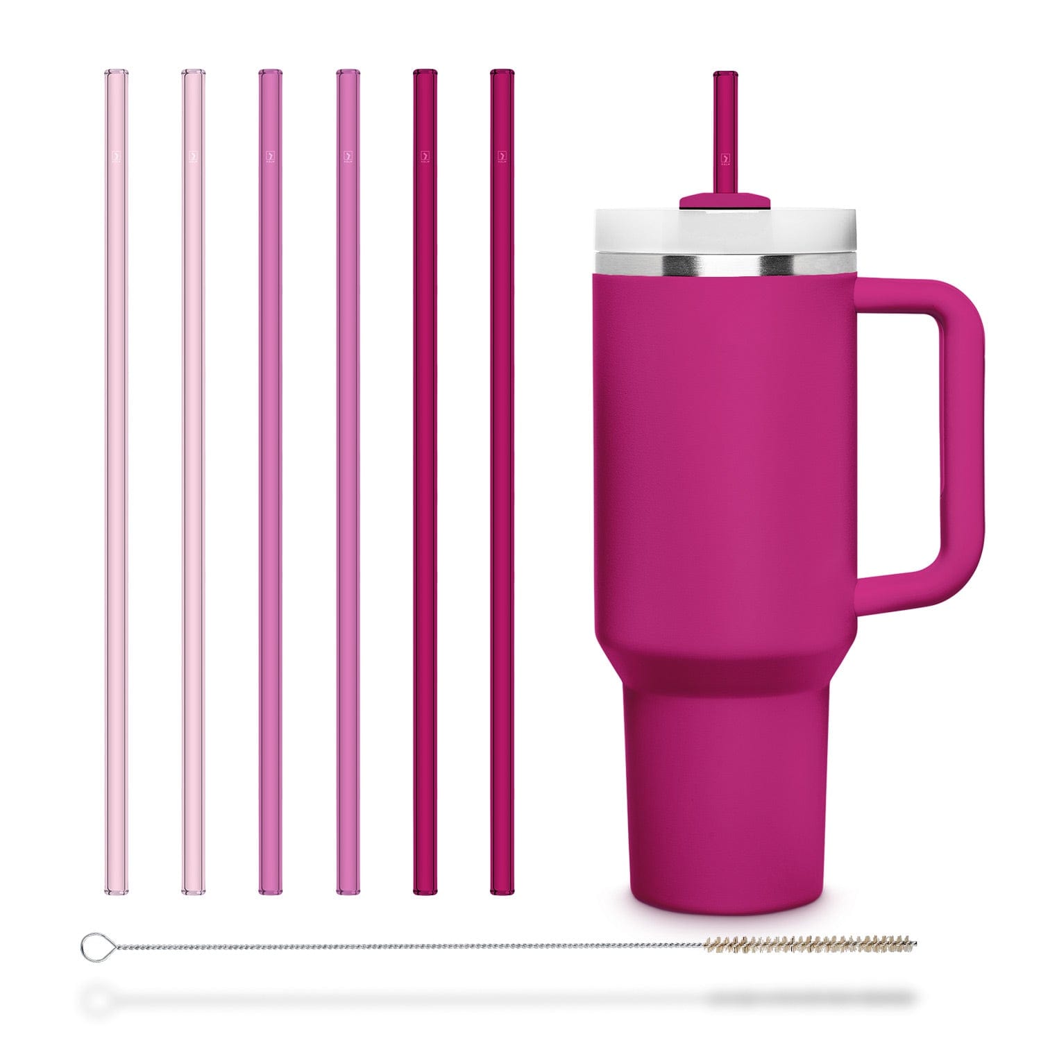 6x 12 inch (30 cm) pink glass straws for Stanley Cup Quencher 3 pink colors
