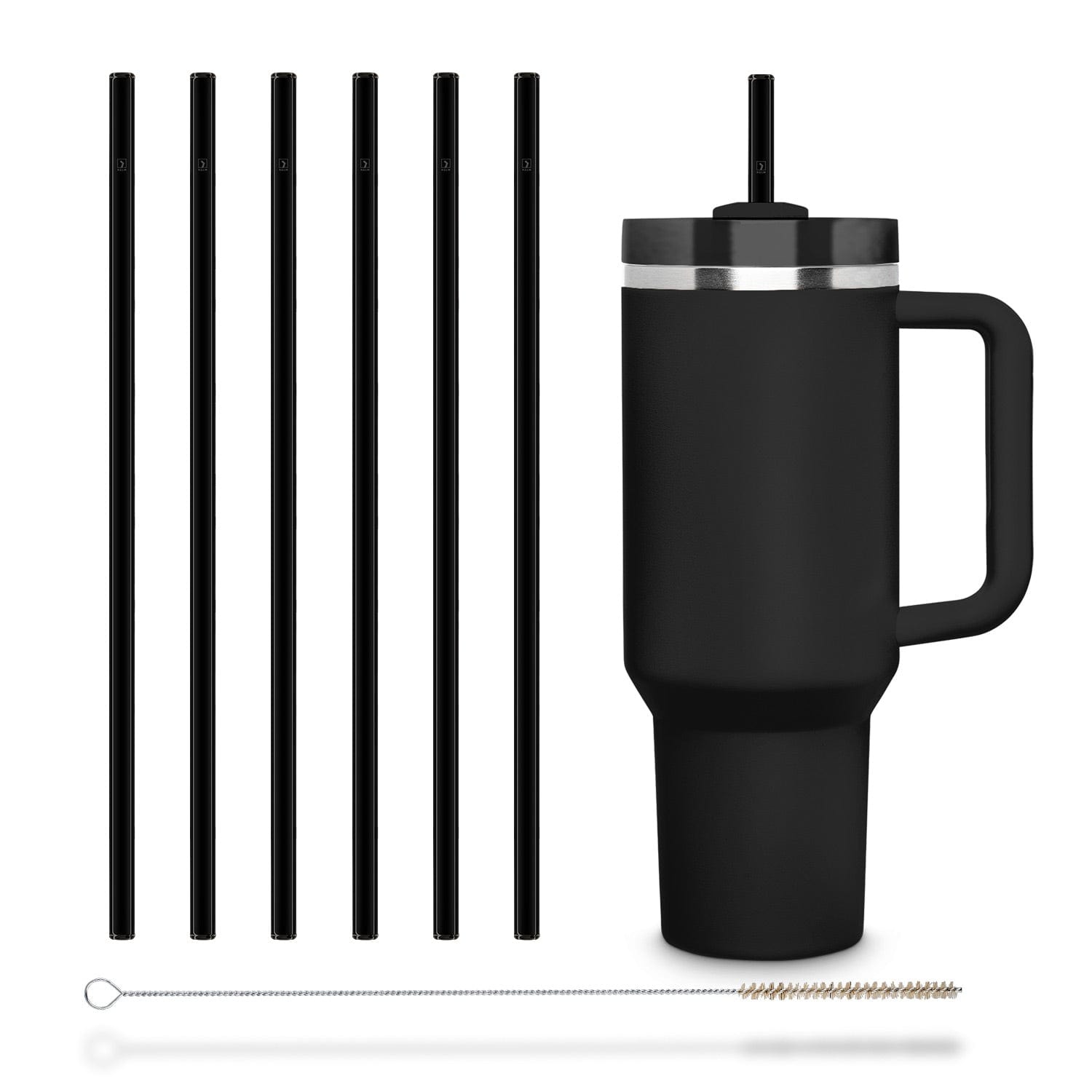 
6x 12 inch (30 cm) Black Stanley glass straws for Stanley Cup Quencher & bottles
