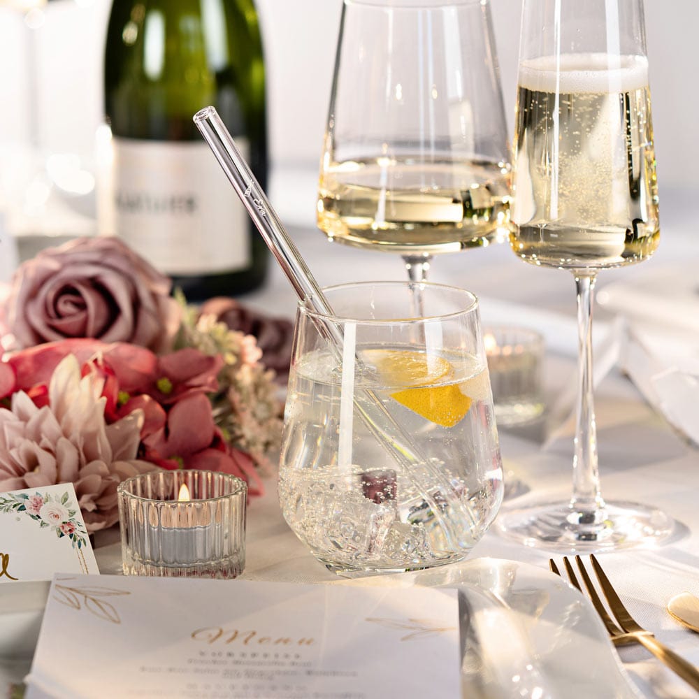 HALM Glasstrohhalme 6x 23cm Glasstrohhalme mit persönlicher Gravur