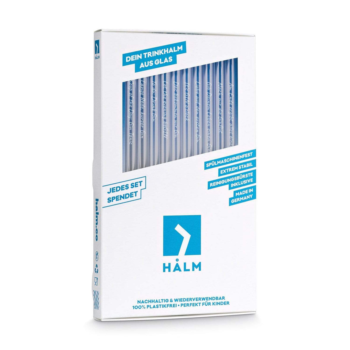 HALM Extrem Stabil Glastrinkhalme 20 Stück Nachhaltig Verpackung 20 cm Made in Germany Dein Trinkhalm aus Glas