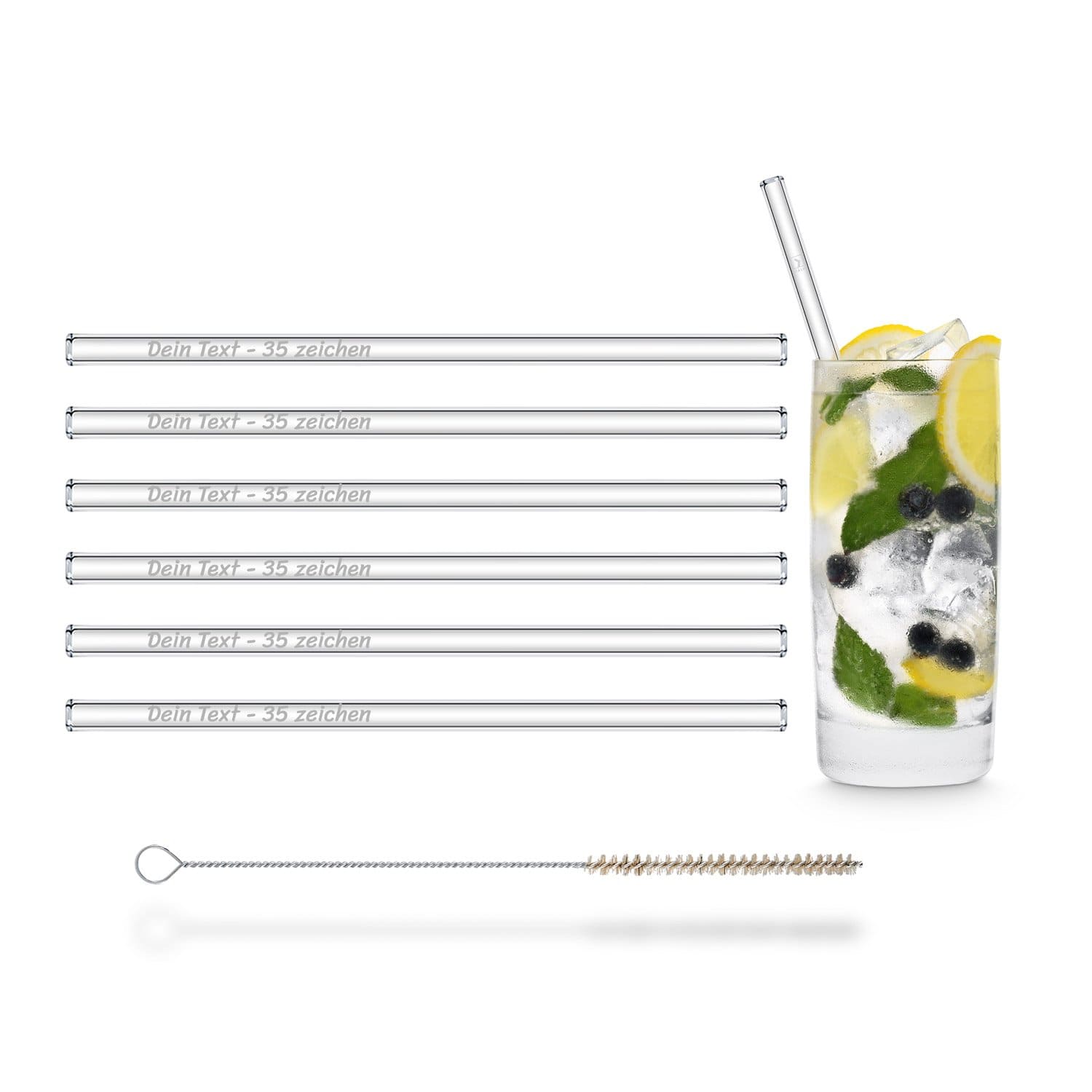 Sets of 6 glass Straws with your custom engraving