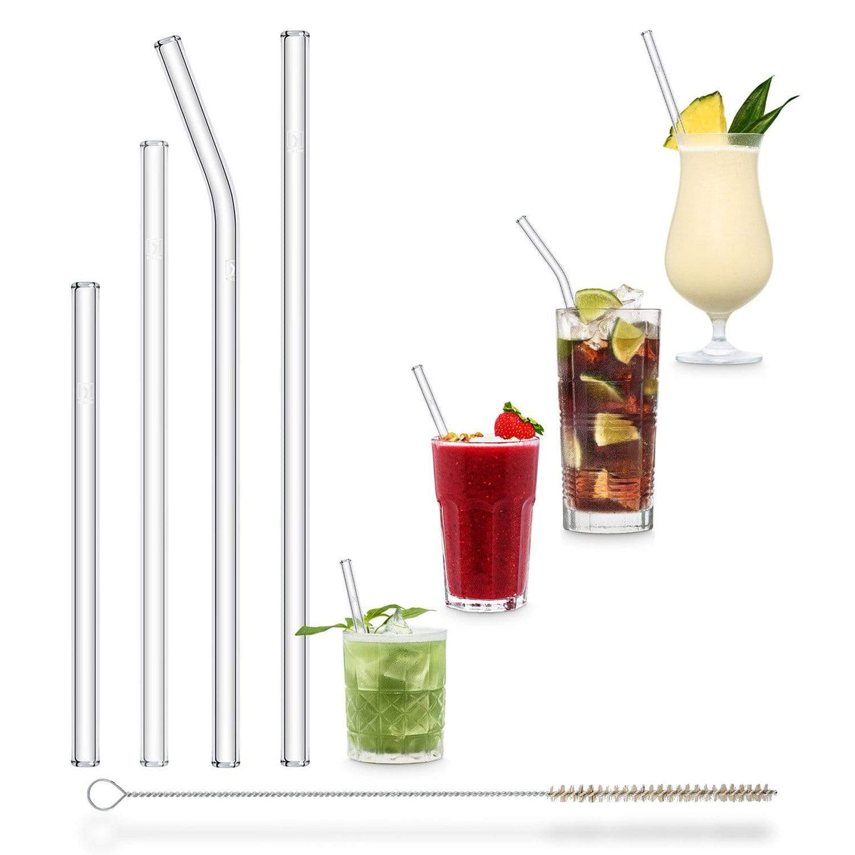 HALM glass straws 10 cm short straight - 6 pieces for B52 shot glasses -  HALM Straws