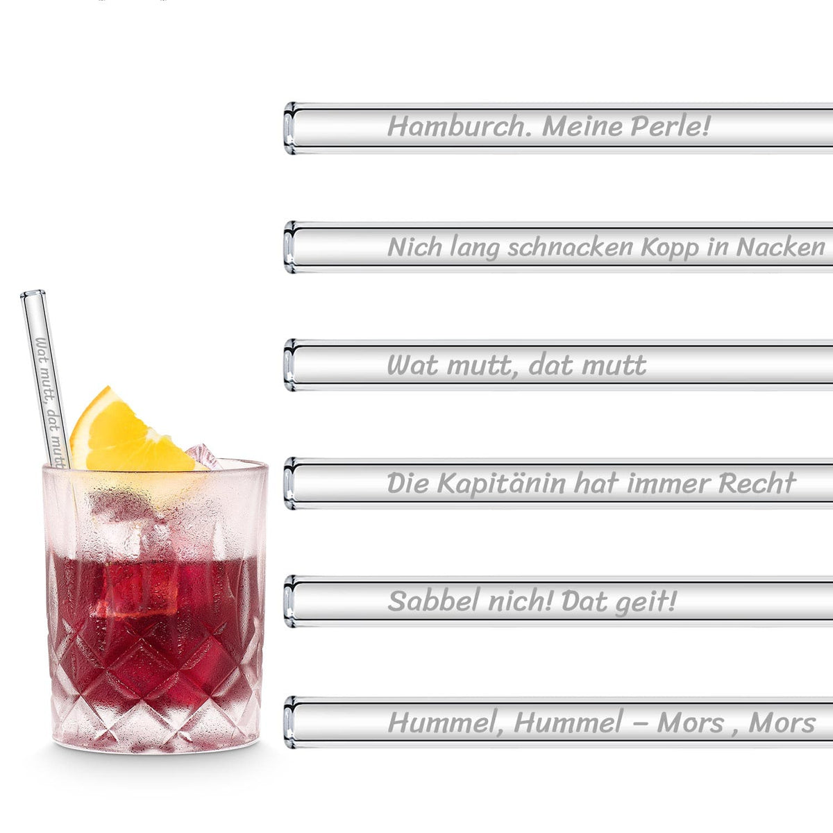 Hamburg Sprüche Glass Straws Edition funny sayings engraved 🍹 HALM