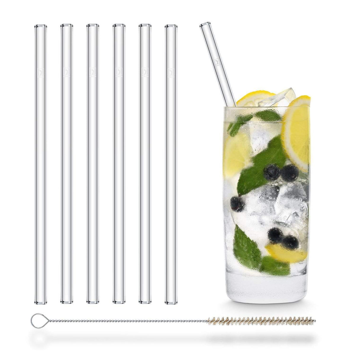 HALM Glasstrohhalme wiedervervendbare glastrinkhalme für cocktails und smoothies 20cm mit bürste