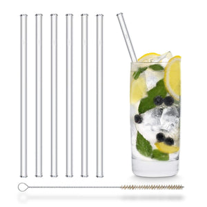 HALM Glasstrohhalme wiedervervendbare glastrinkhalme für cocktails und smoothies 20cm mit bürste