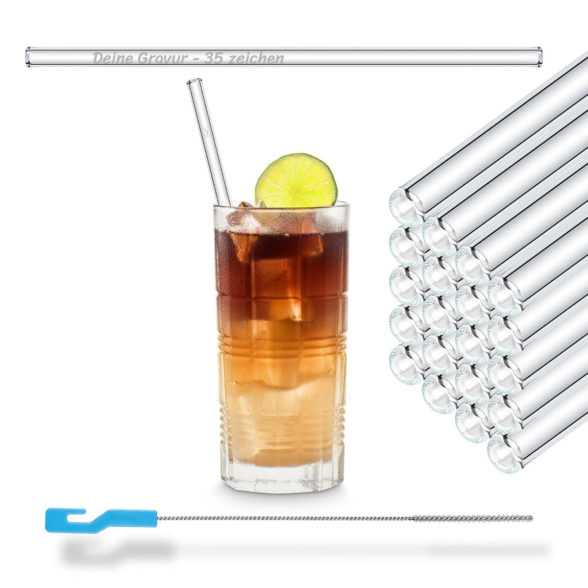 HALM Strohalm glastrinkhalme mit gravur personaliserte text oder logo 23cm glasstrohhalm
