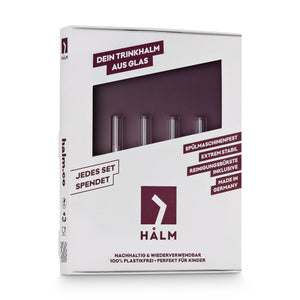 HALM glas strohhalme 4er set 10cm plastifreie verpackung flustix